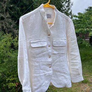 Vintage Armani Jeans White Linen Button Shirt Jacket